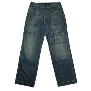 RARE Polo Jeans Co Ralph Lauren Cargo Jeans 34 Double Knee Surplus Denim Y2K 90s